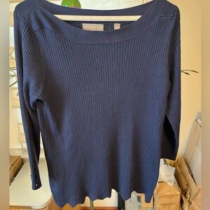 Women's Navy Blue Ribbed Top